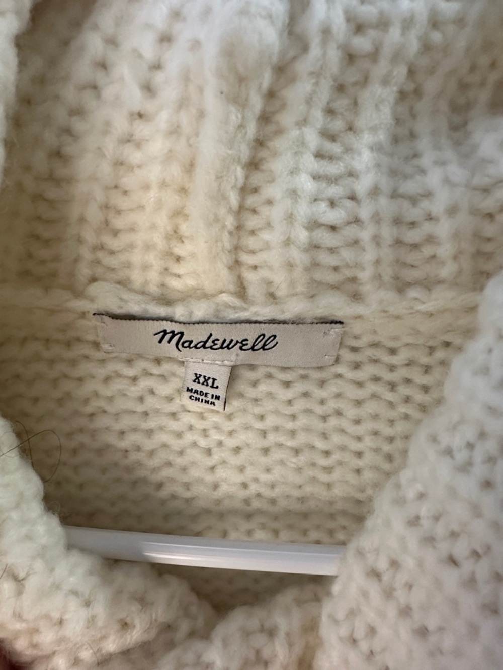 Madewell Chunky Cream Cable-Knit Wool Blend Oversized Sweater Size XXL EUC - Picture 2 of 5